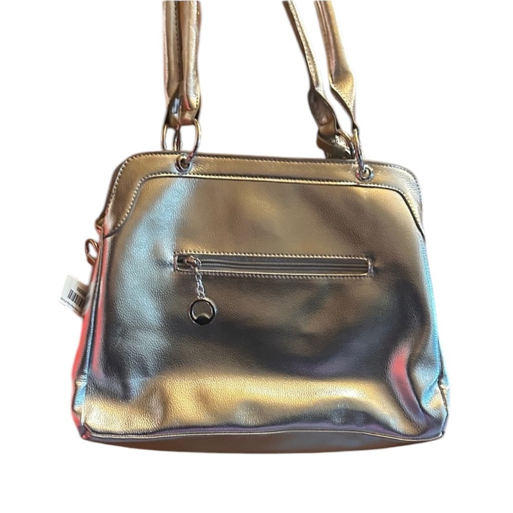 NEW Shiny Silver Purse with Authentic Designer Patch NEW & COA - Picture 8 of 11